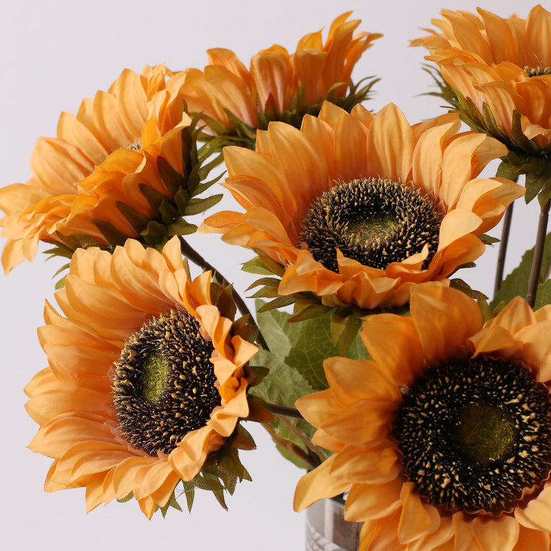 Bulk 17" Retro Sunflowers Stems Vintage Silk Flowers Wholesale