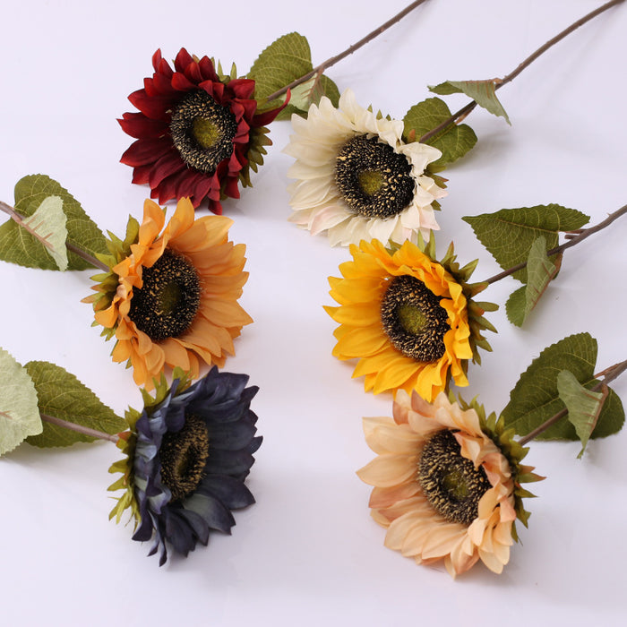 Bulk 17" Retro Sunflowers Stems Vintage Silk Flowers Wholesale