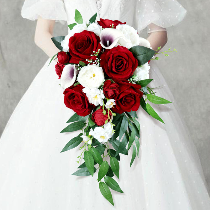 Ramos de rosas a granel Ramo de novia en cascada Ramos de boda al por mayor 