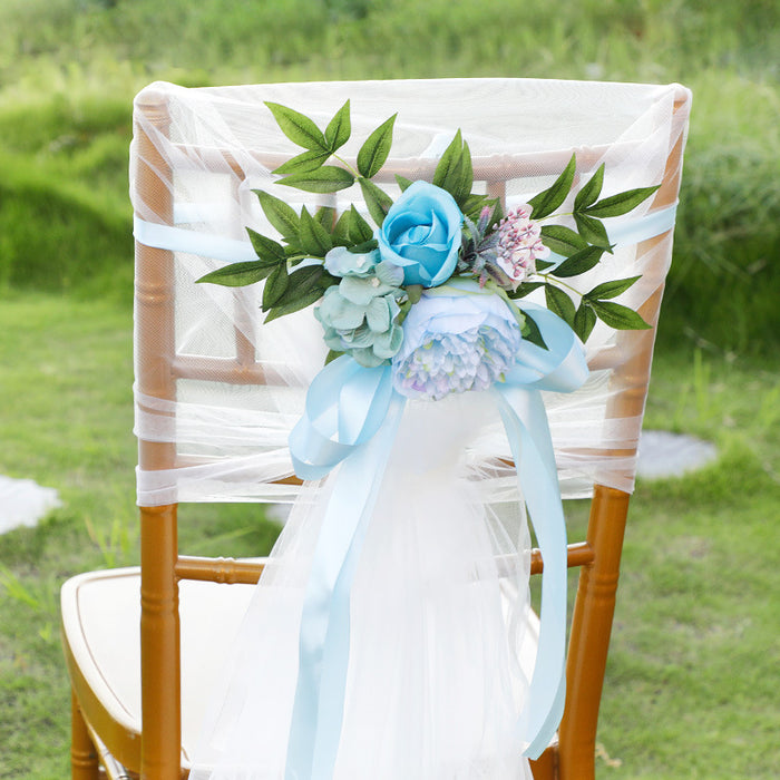 Venta al por mayor de la decoración floral de la parte posterior de la silla del pasillo de la ceremonia de boda a granel 