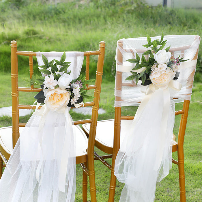 Venta al por mayor de la decoración floral de la parte posterior de la silla del pasillo de la ceremonia de boda a granel 