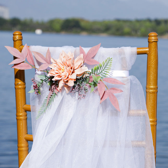 Bulk Wedding Ceremony Aisle Chair Back Floral Dahlia Decoration Wholesale