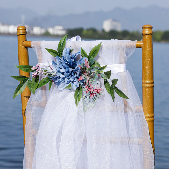 Ceremonia de boda a granel Pasillo Silla Volver Floral Dahlia Decoración al por mayor 