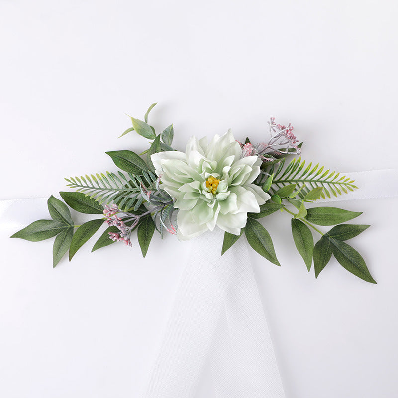Bulk Wedding Ceremony Aisle Chair Back Floral Dahlia Decoration Wholesale