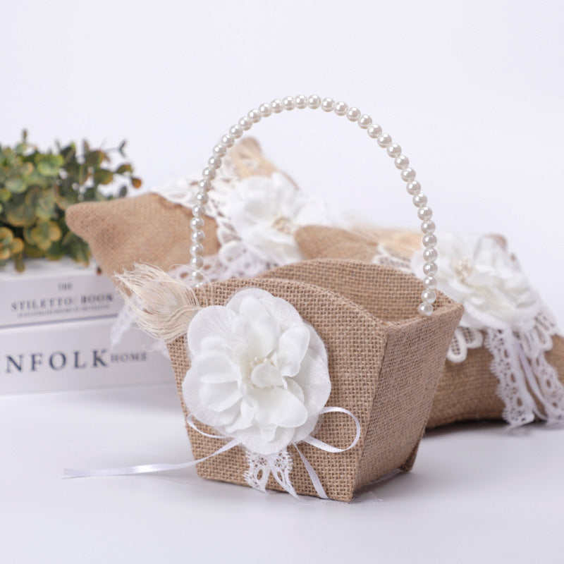 Bulk Girl Basket with Pearl Handle Wholesale