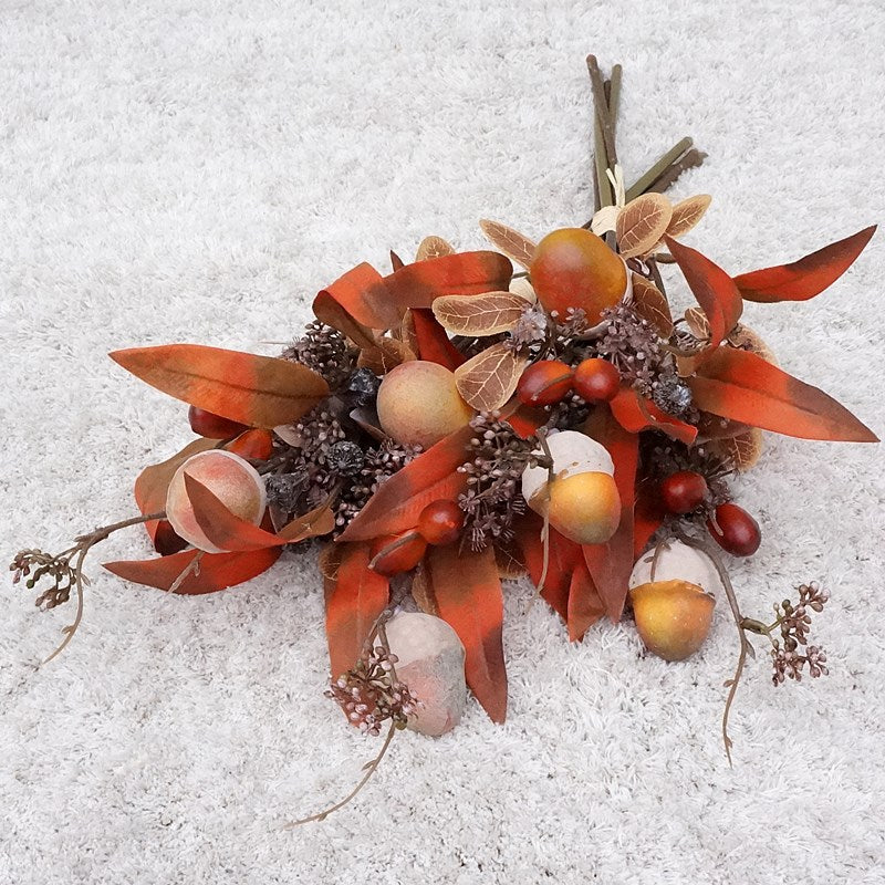 Bulk Artificial Acorn Autumn Bouquet Faux Flowers Foliage Bush Wholesale