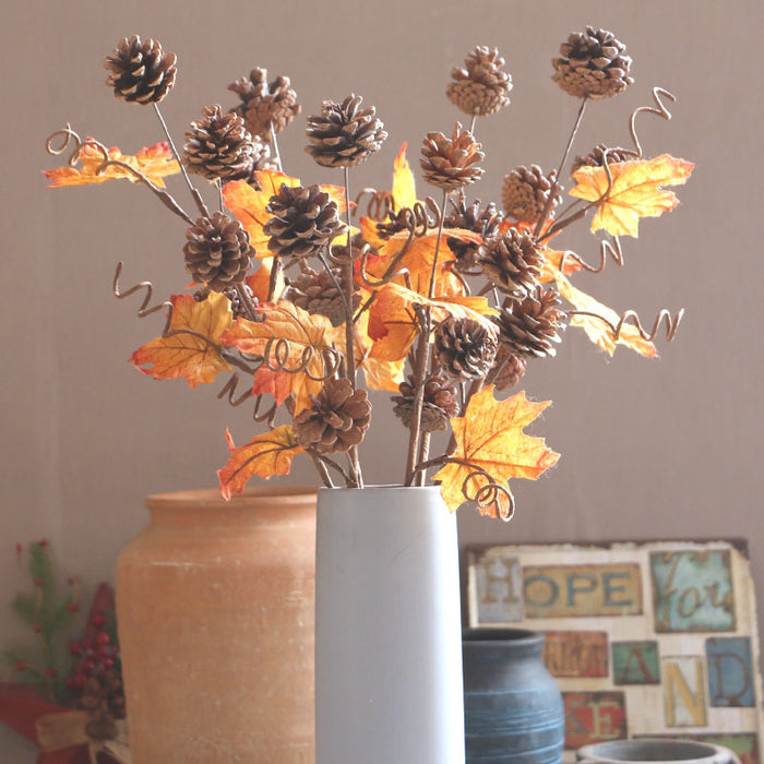 Bulk Artificial Autumn Maple Pine Cone Twig Fall Decoration 23 Inch Wholesale