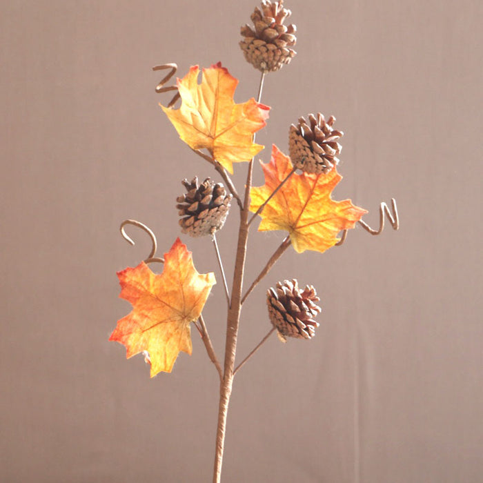 Decoración de otoño a granel de cono de pino de arce de otoño artificial, venta al por mayor de 23 pulgadas 