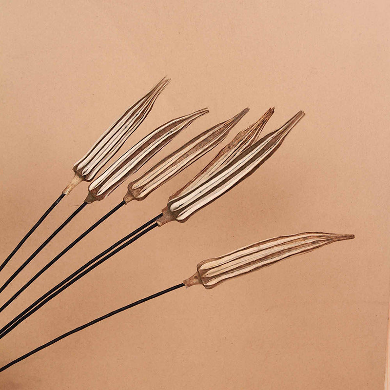 Wholesale Artificial Dried Yellow Okra Stem 23 Inch