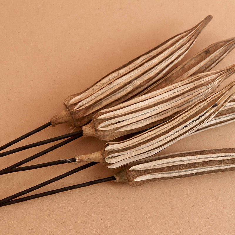 Wholesale Artificial Dried Yellow Okra Stem 23 Inch