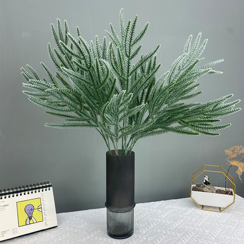 Wholesale Artificial Flocked Pine Twig Greenery Plant Stem 27 Inch