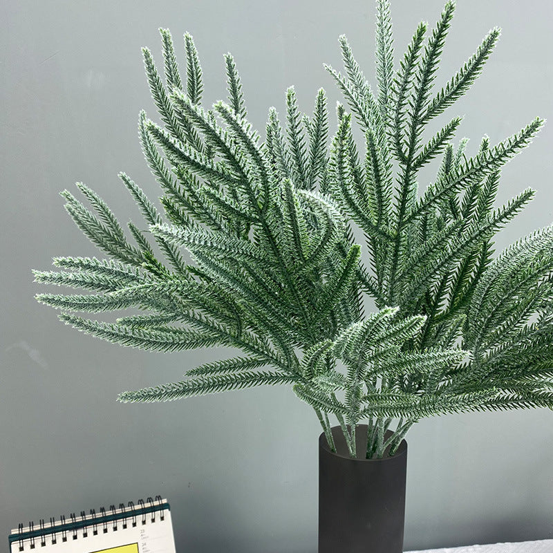 Wholesale Artificial Flocked Pine Twig Greenery Plant Stem 27 Inch