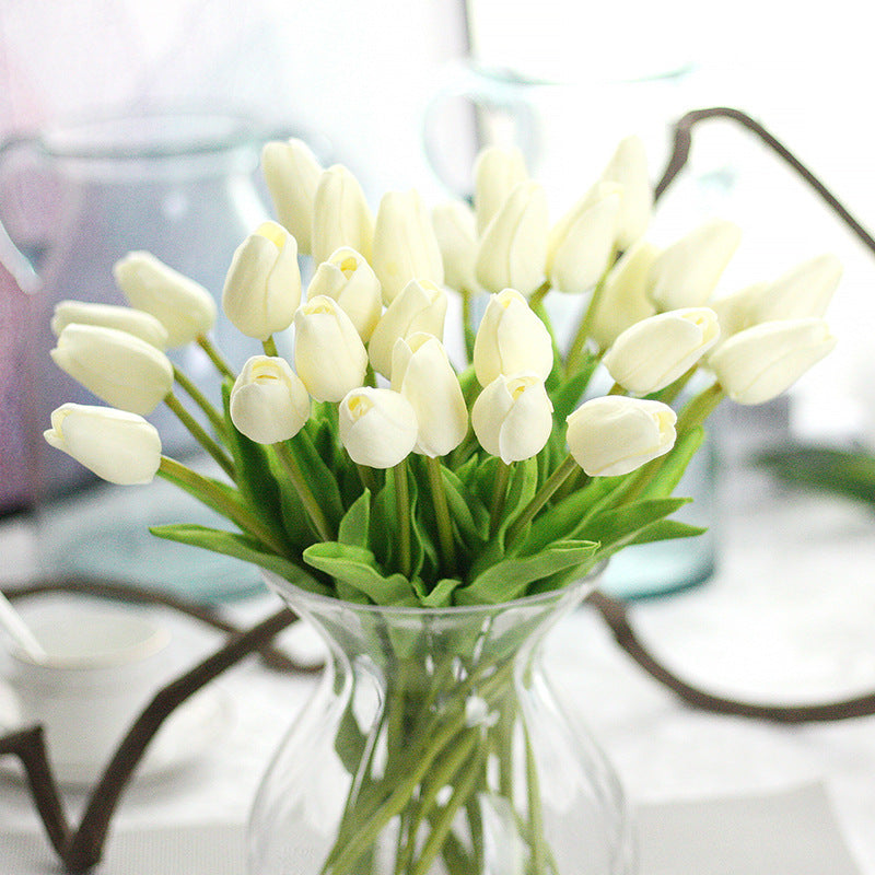 Bulk Clearance 20pcs 13.5" Artificial Tulip Stems Bouquet Soft Latex Tulips for Spring Decor