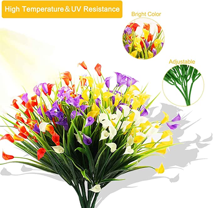 Bulk Calla Lily Bush Flowers UV Resistant Shrubs for Outdoors Hanging Planters Window Box Front Porch Indoor Decorations Wholesale