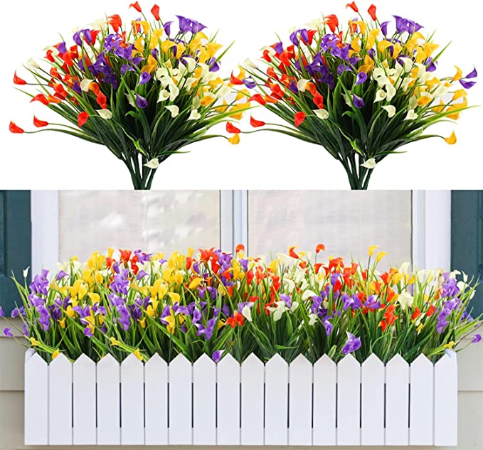 Bulk Calla Lily Bush Flowers UV Resistant Shrubs for Outdoors Hanging Planters Window Box Front Porch Indoor Decorations Wholesale