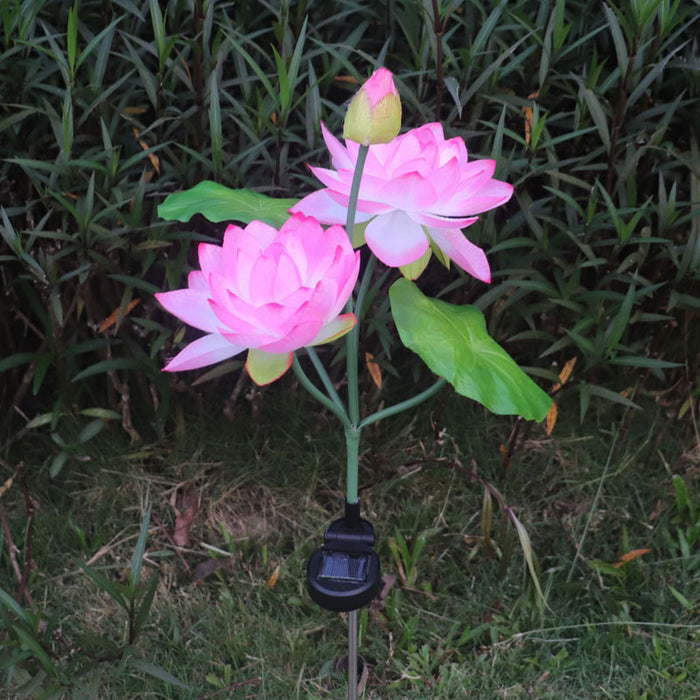 Bulk Artificial Lotus Water Lily Solar Energy LED Inserted Lamp for Outdoors Wholesale