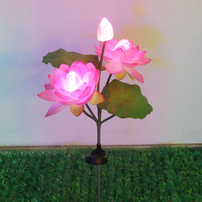 Bulk Artificial Lotus Water Lily Solar Energy LED Inserted Lamp for Outdoors Wholesale