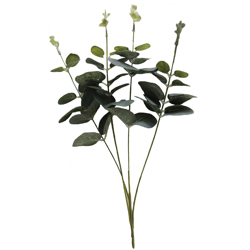 13" Artificial Eucalyptus Bush Four Twigs Silk Leaves Perfect for Bulk Arrangements