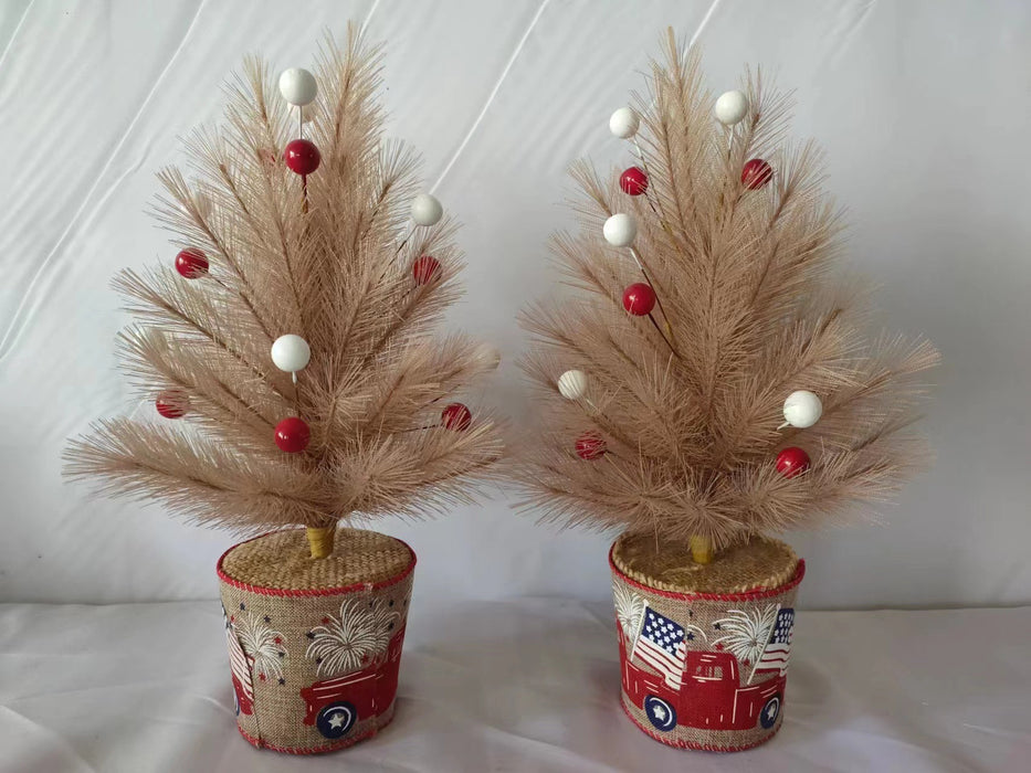 Árbol de Pampa artificial a granel, adorno de mesa de madera, decoración de vacaciones de Navidad, venta al por mayor de 18 pulgadas 