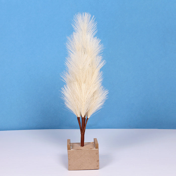 Bulk Artificial Pampas Tree Wooden Tabletop Ornament Christmas Holiday Decoration 18 Inch Wholesale