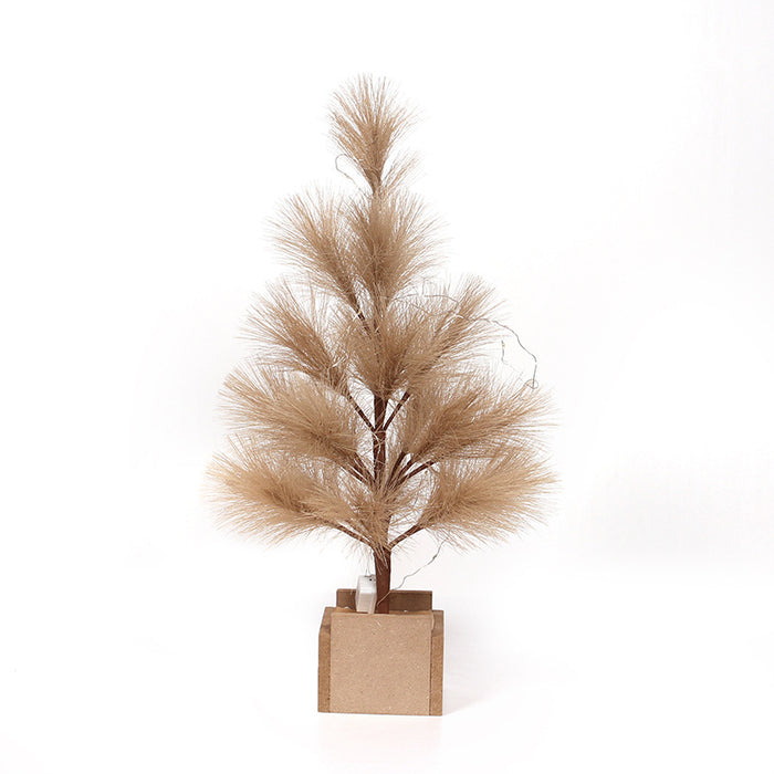 Árbol de Pampa artificial a granel, adorno de mesa de madera, decoración de vacaciones de Navidad, venta al por mayor de 18 pulgadas 