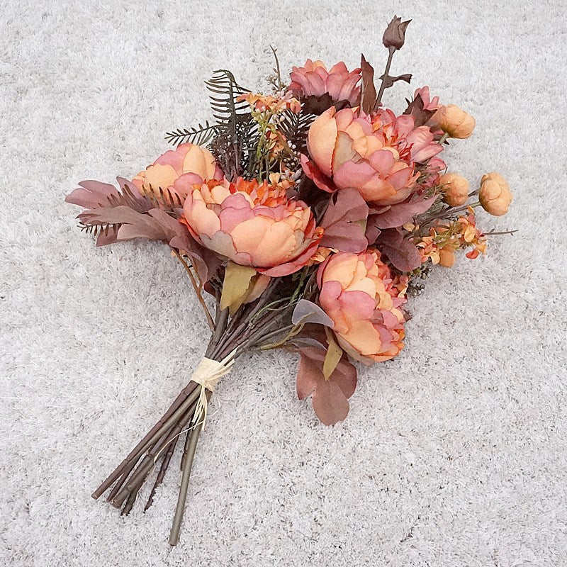 Bouquet de fleurs d'automne en vrac de 18 po, pivoines, tournesols, arrangements de fleurs en soie mélangées, vente en gros 