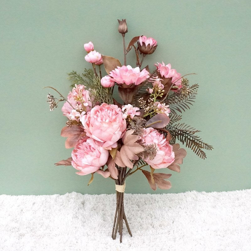 Bouquet de fleurs d'automne en vrac de 18 po, pivoines, tournesols, arrangements de fleurs en soie mélangées, vente en gros 