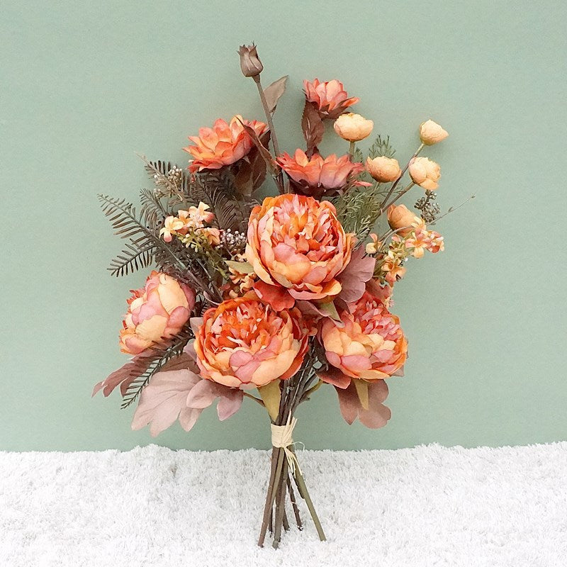 Bouquet de fleurs d'automne en vrac de 18 po, pivoines, tournesols, arrangements de fleurs en soie mélangées, vente en gros 