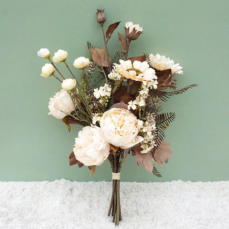 Bouquet de fleurs d'automne en vrac de 18 po, pivoines, tournesols, arrangements de fleurs en soie mélangées, vente en gros 