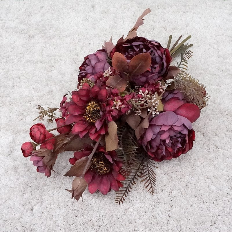 Bouquet de fleurs d'automne en vrac de 18 po, pivoines, tournesols, arrangements de fleurs en soie mélangées, vente en gros 
