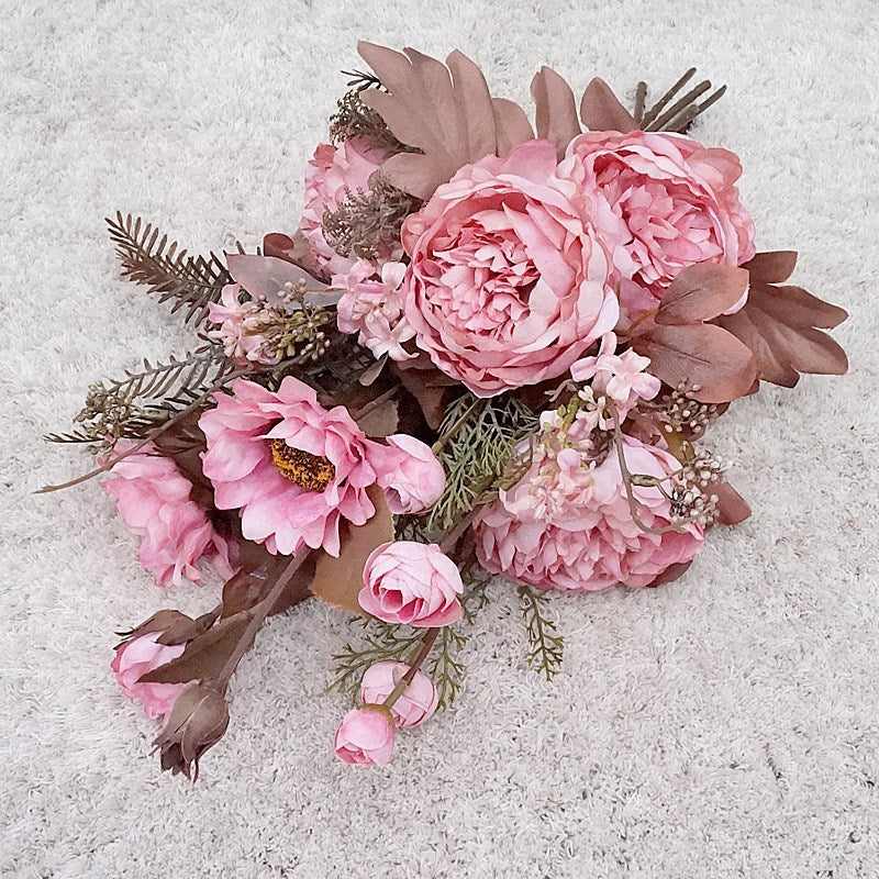 Bouquet de fleurs d'automne en vrac de 18 po, pivoines, tournesols, arrangements de fleurs en soie mélangées, vente en gros 