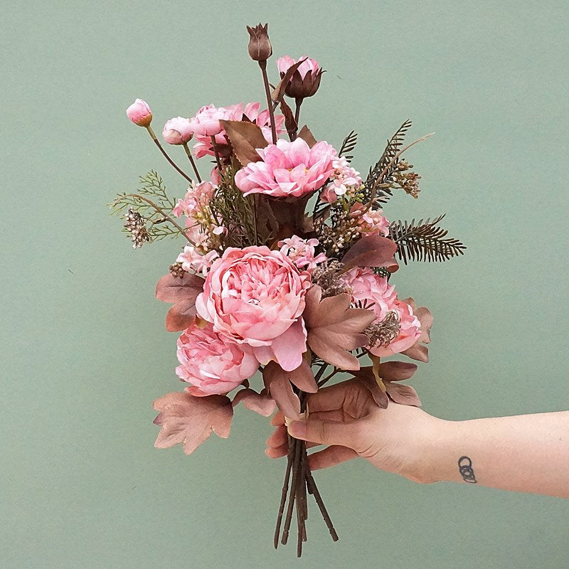 Bouquet de fleurs d'automne en vrac de 18 po, pivoines, tournesols, arrangements de fleurs en soie mélangées, vente en gros 