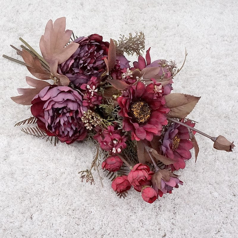 Bouquet de fleurs d'automne en vrac de 18 po, pivoines, tournesols, arrangements de fleurs en soie mélangées, vente en gros 