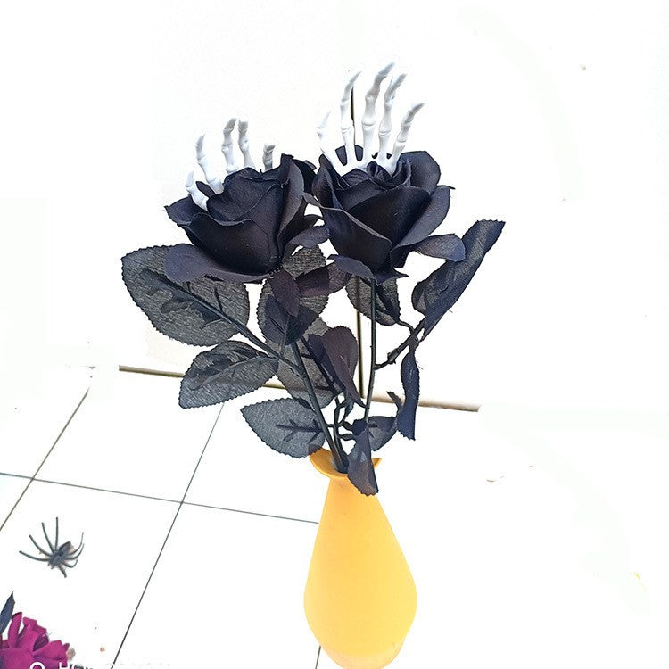 Tiges de roses artificielles squelettes d'Halloween en vrac de 16 pouces en gros