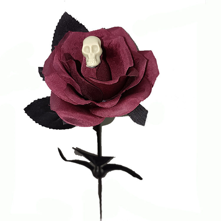 Tiges de roses artificielles squelettes d'Halloween en vrac de 16 pouces en gros