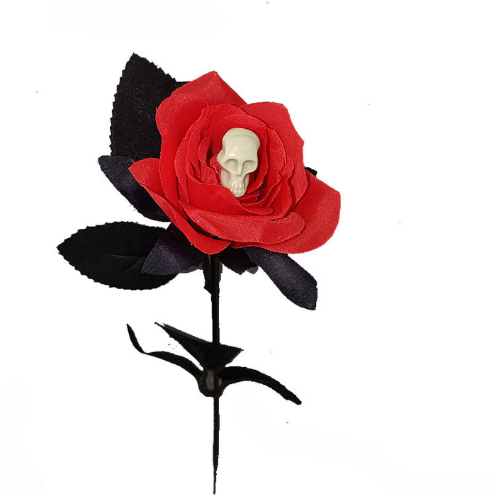 Venta al por mayor, esqueleto artificial, araña, rosa, tallo de flor, flores de Halloween, 16 pulgadas 