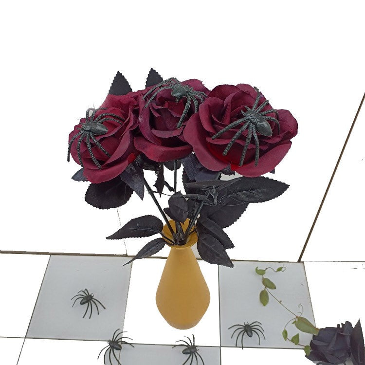 Tiges de roses artificielles squelettes d'Halloween en vrac de 16 pouces en gros