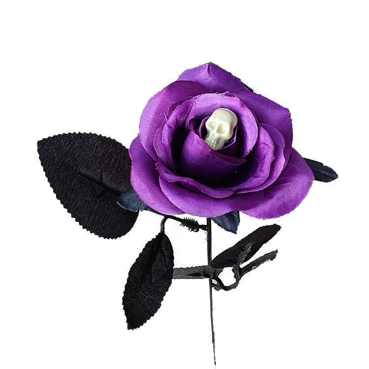 Tiges de roses artificielles squelettes d'Halloween en vrac de 16 pouces en gros