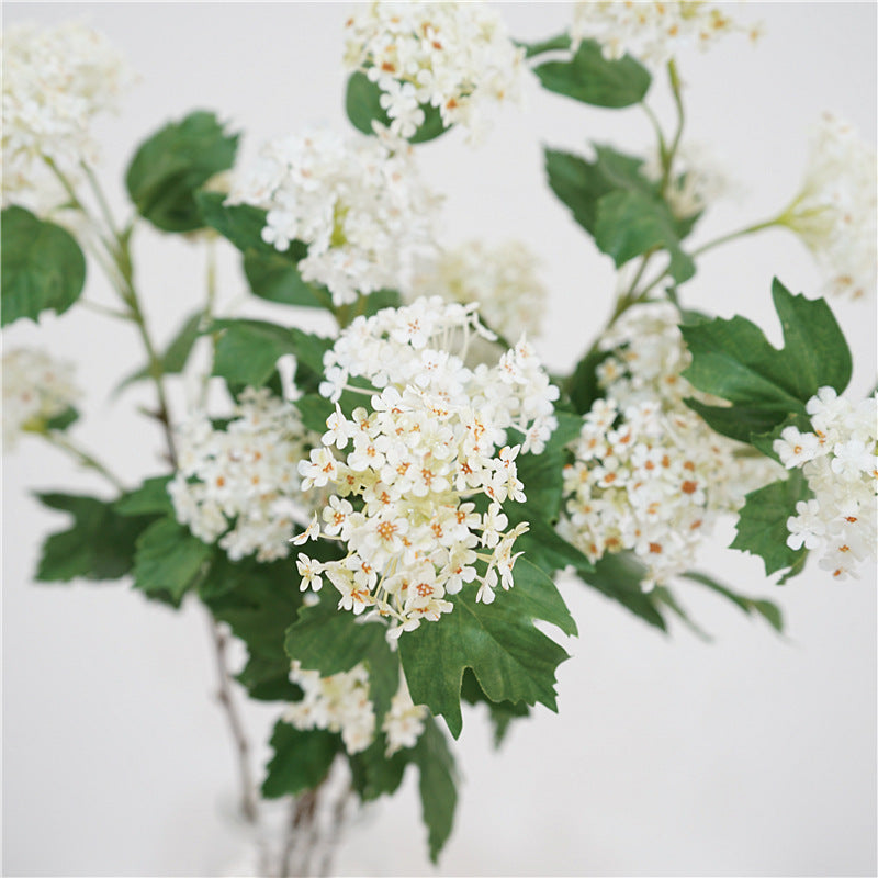 Venta al por mayor Bola de nieve artificial Viburnum Stem Faux Snowball Flower Follaje Decoración floral rústica 28 pulgadas 