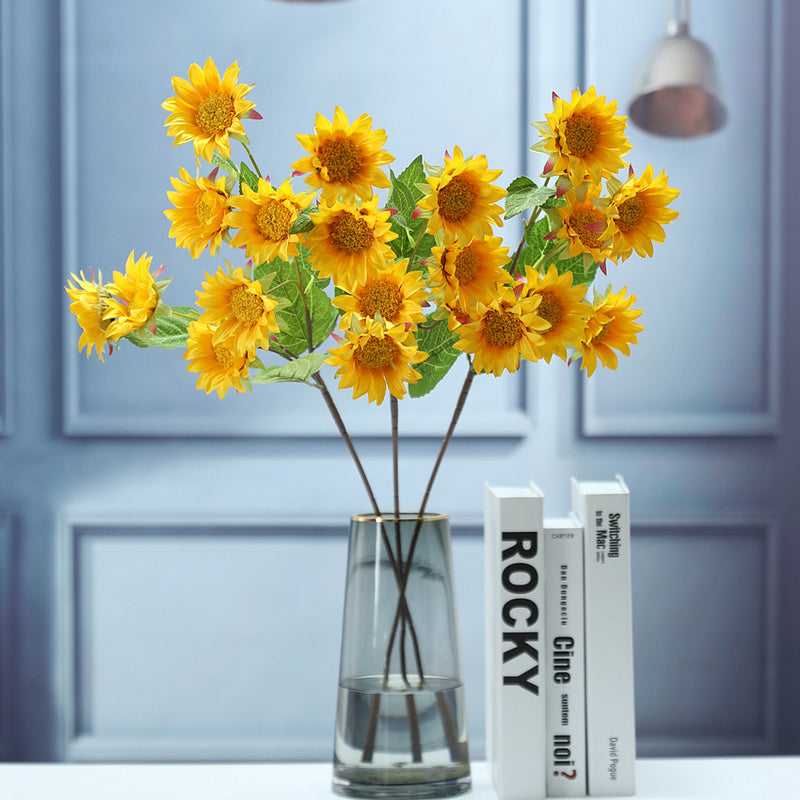 Bouquet de fleurs artificielles en soie à tige longue de tournesol en vrac de 29 pouces en gros