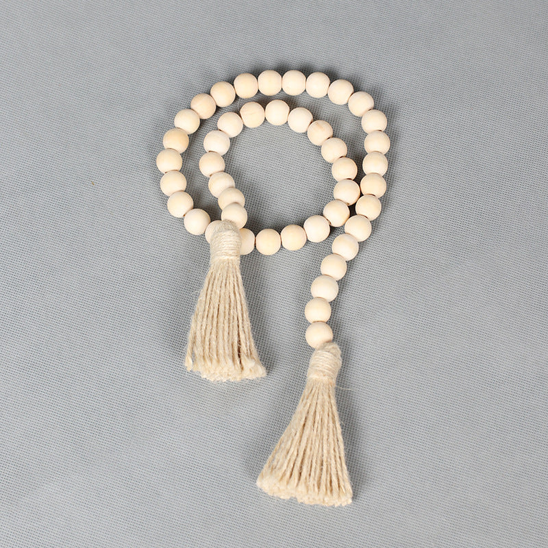 Cordon de perles en bois en vrac avec pompons 36 pouces en gros 