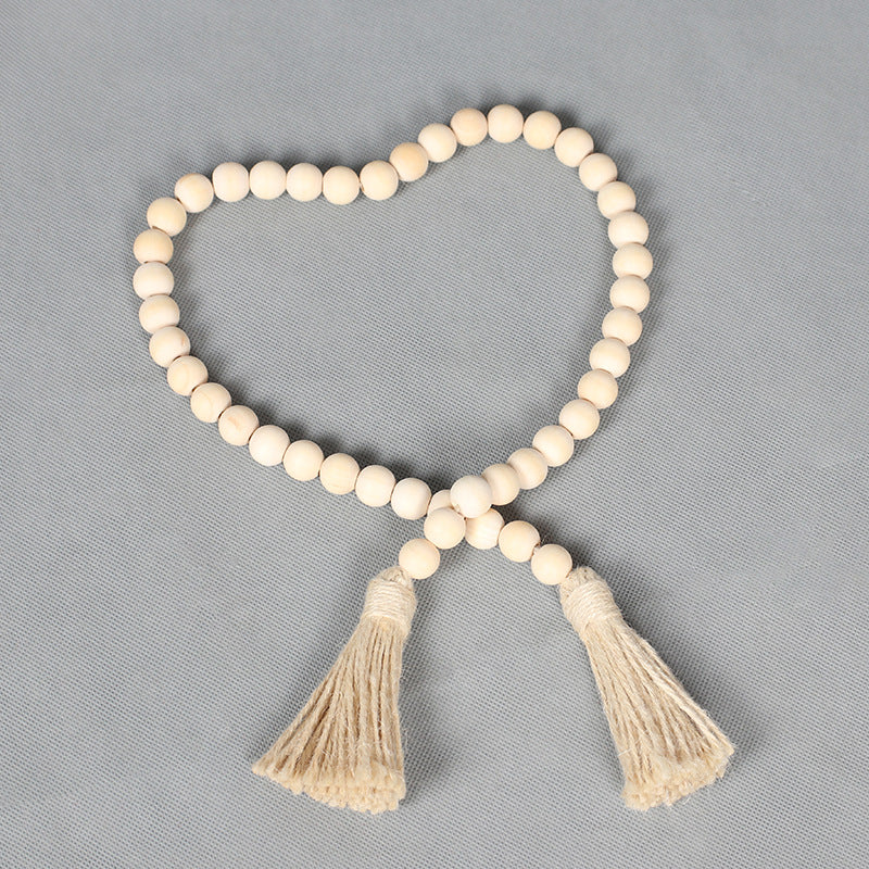 Cordon de perles en bois en vrac avec pompons 36 pouces en gros 
