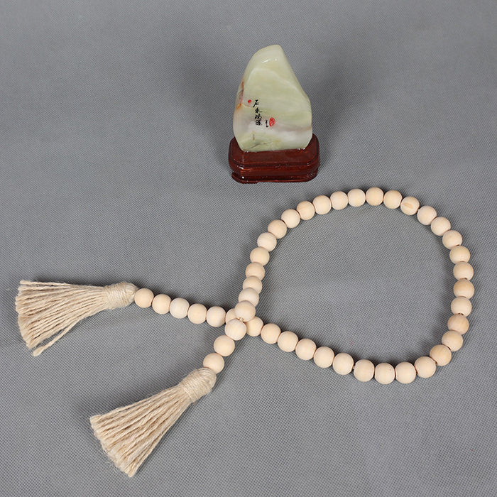 Bulk Wood Bead String with Tassels 36 Inch Wholesale