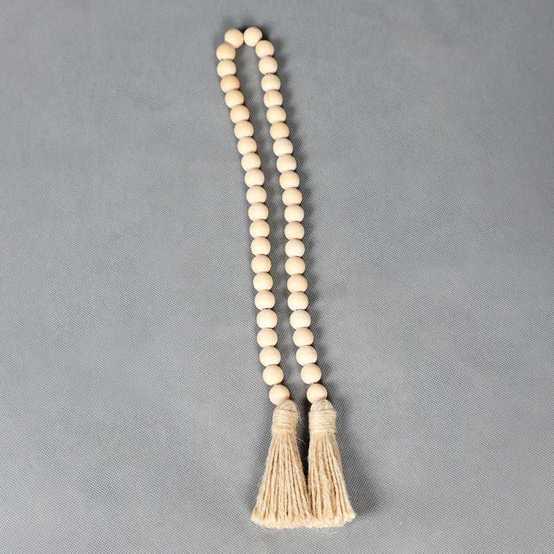 Cordon de perles en bois en vrac avec pompons 36 pouces en gros 