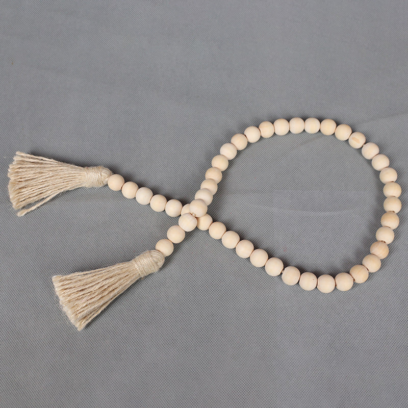 Cordon de perles en bois en vrac avec pompons 36 pouces en gros 