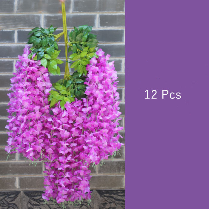 Lot de 12 guirlandes de fleurs suspendues en glycine pour décoration murale de jardin de mariage, vente en gros 