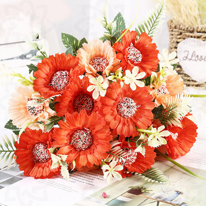 Venta al por mayor de arreglos florales de seda artificial Gerbera Bush de 12" a granel