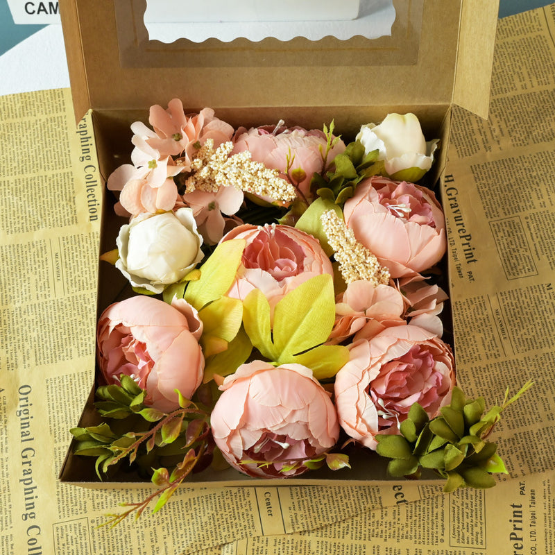 Coffret de fleurs artificielles en soie de pivoine en vrac pour bricolage en gros 