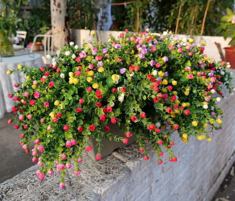 Bulk Artificial Rose Buds Flowers Outdoors Fake Shrubs Greenery Plants Indoor UV Resistant for Outdoor Home Garden Porch Decoration Wholesale