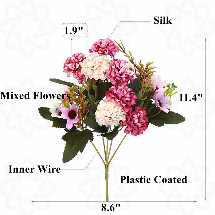 Bulk 11" Artificial Flowers Silk Hydrangea Bush Autumn Floral Decoration Wholesale